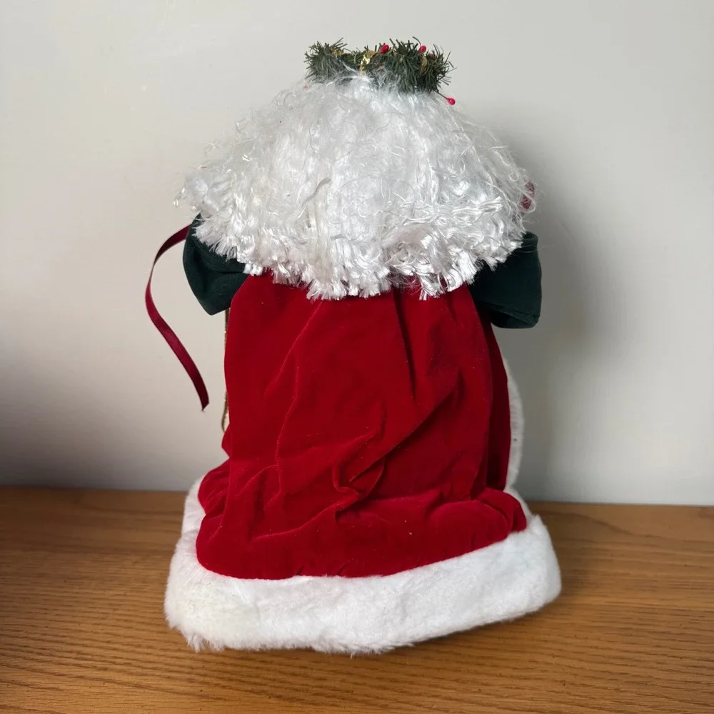 Midwest Importers Vintage Santa Claus Figure 12 Inch Red Velvet‎ Green Robe Box